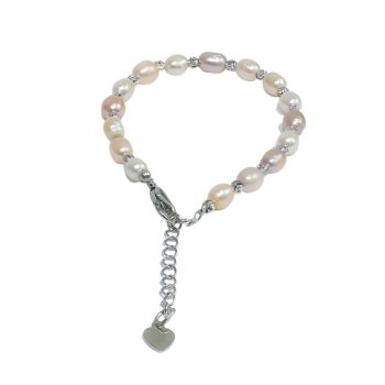 Peach and White Pearl Designer Bracelet